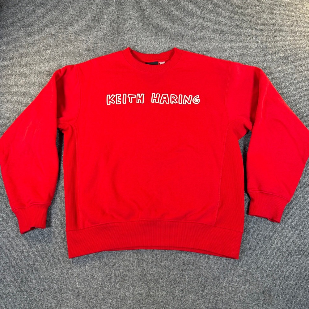 HM Keith Haring Red Sweatshirt NYC Brasil 1986 Graphic Mens Small 3258
